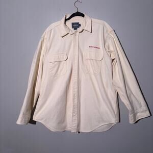 Woolrich‎ cream heavy cotton Maker's Mark logo button up shirt, Men's XL